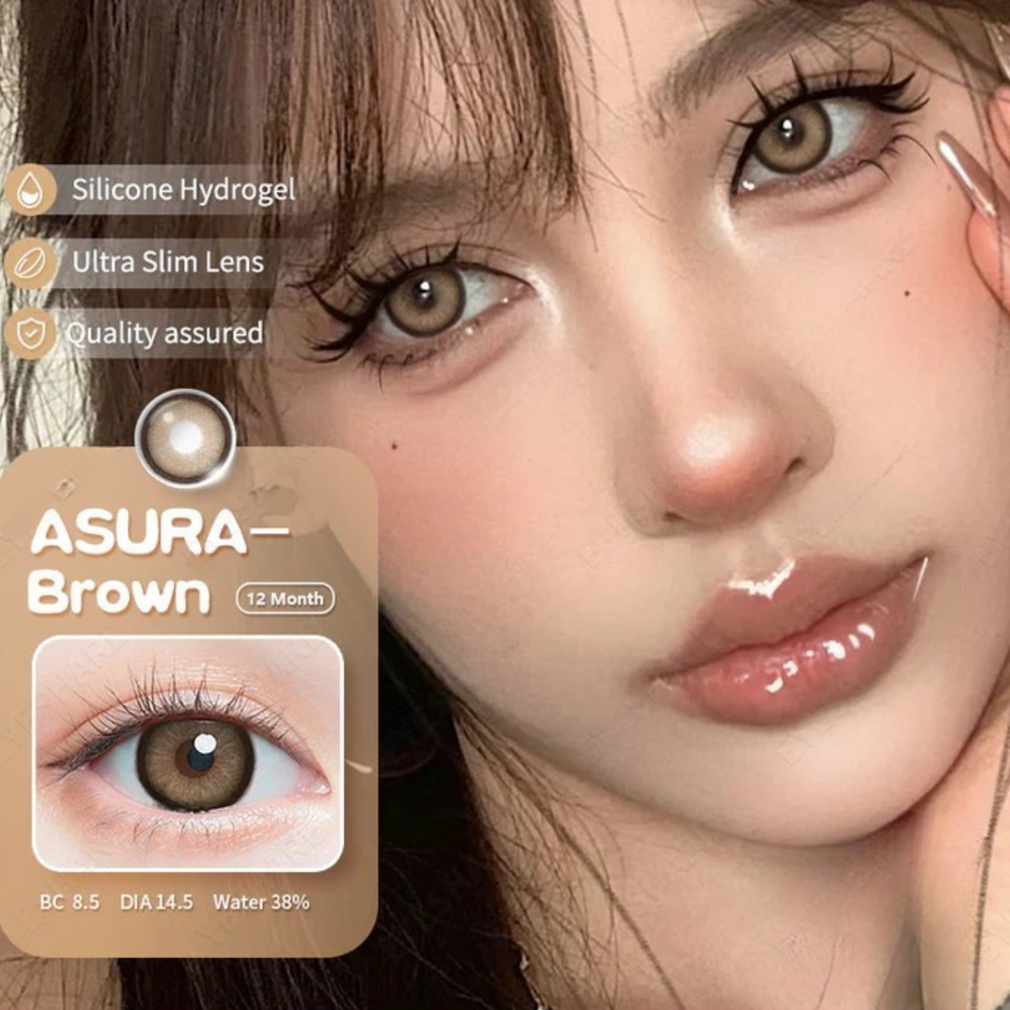 Asura brown by Gemineye - cosmetic lens kit(yearly)